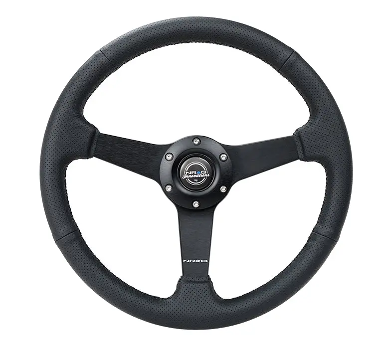 Nrg Steering Wheel - 350Mm Perforated Leather With Solid Matte Spokes - Alcantara Wrap & Nrg Logo Etch - Rst-037Mb-Pr 1