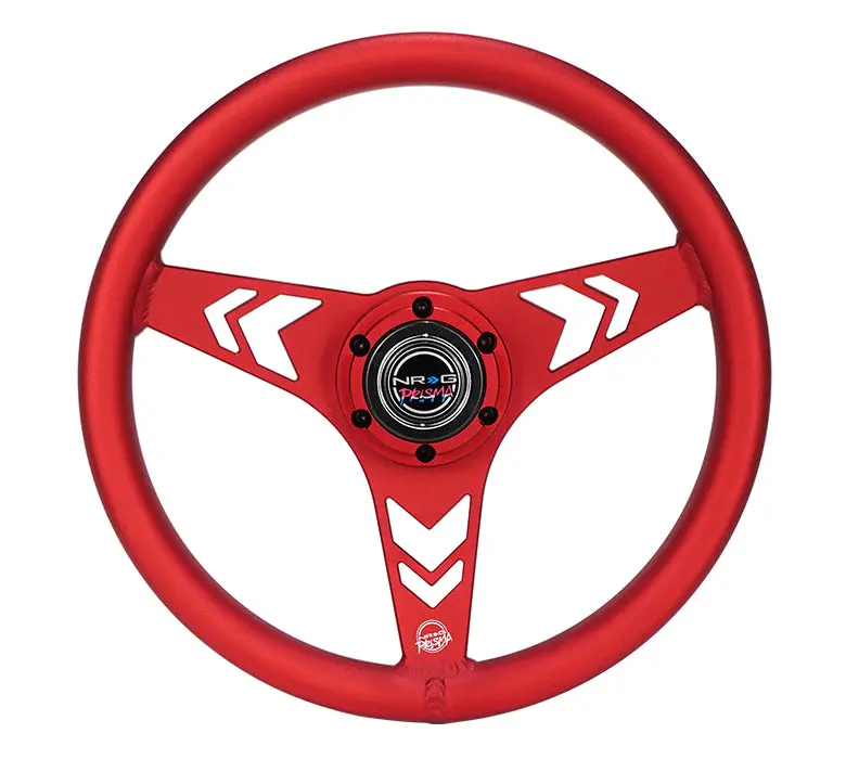 Prisma 330Mm Aluminum Steering Wheel - Anodized Red Arrow Cutout | Rst-070-Pp 1