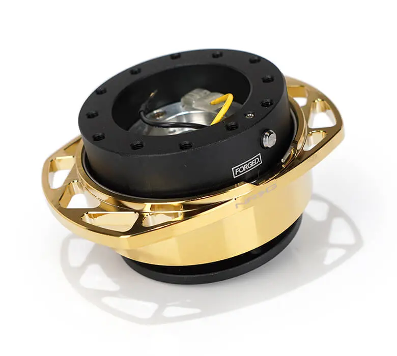 Nrg Quick Release - Black Body / Chrome Gold Cutout  Ring - Sfi Quick Release Gen 257 - Srk-257Bk-Cg 1