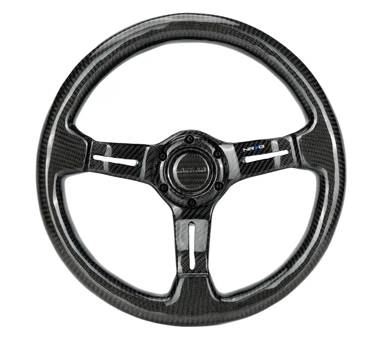Nrg Steering Wheel - Full Carbon Fiber - 350Mm 1.5" Deep Dish With Carbon Fiber Center Spoke - Flat Bottom - St-010Cf-Cf 1
