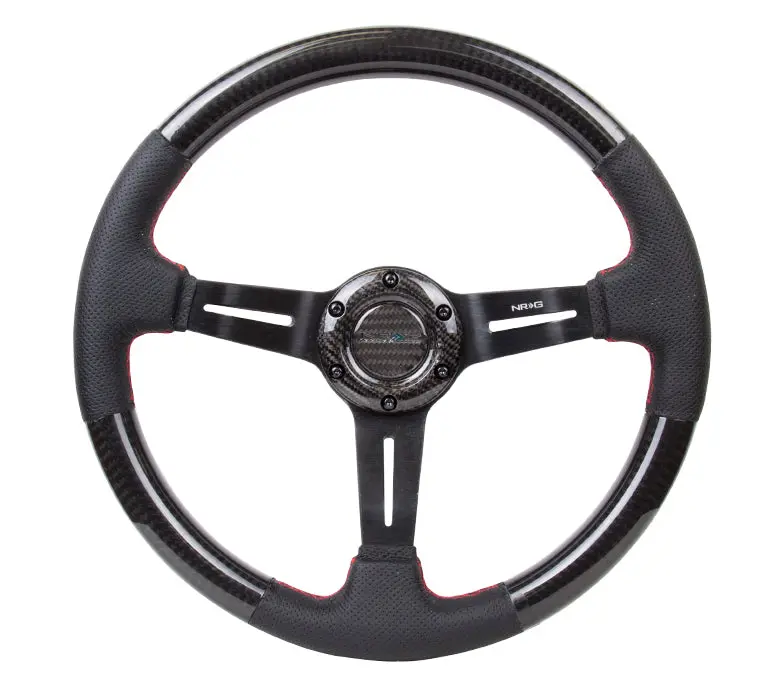 Nrg Steering Wheel - 350Mm Carbon-Leather With Red Stitching - St-010Cfrs 1