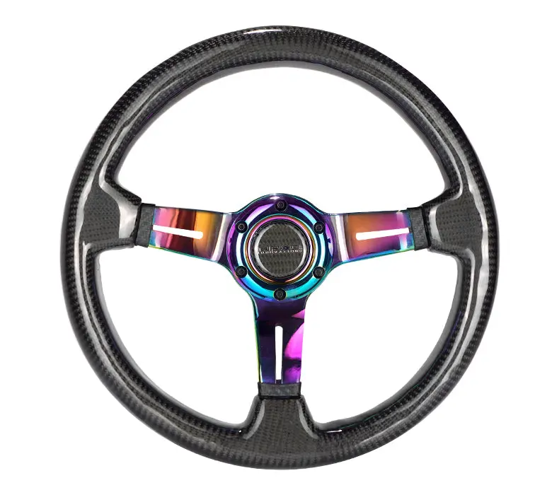 Nrg Steering Wheel - Carbon Fiber Steering Wheel 350Mm 1.5" Deep Dish With Neochrome Center Spoke - St-010Mc-Cf 1