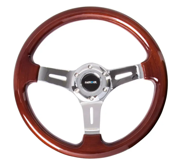 Nrg Steering Wheel - Classic Wood & Chrome - 330Mm - 3 Spoke Center In Chrome - St-015-1Ch 1