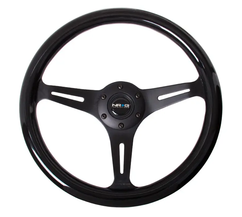 Nrg Steering Wheel - 350Mm Classic Black Wood Grain With Matte Black 3-Spokes - St-015Bk-Bk 1