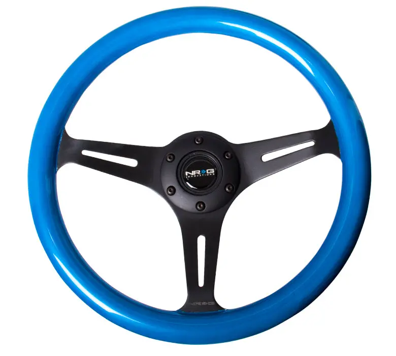 Nrg Steering Wheel - 350Mm Blue Pearl Wood Grain - 3 Matte Black Spokes - St-015Bk-Bl 1