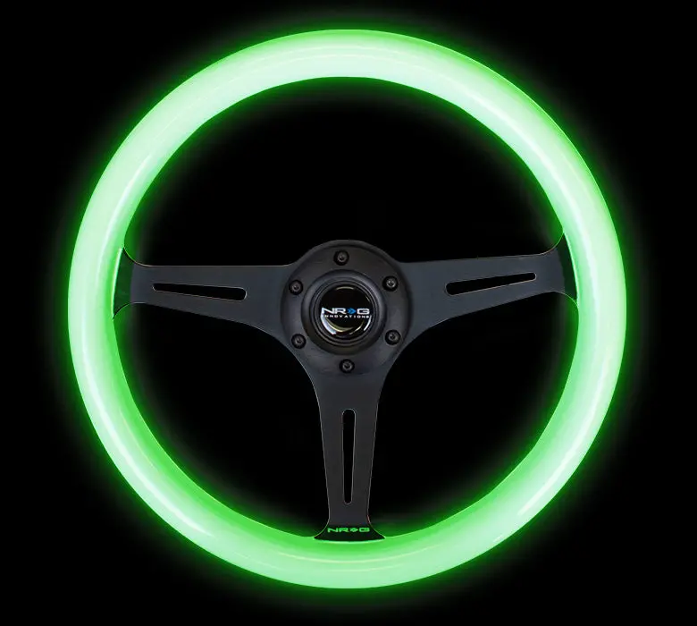Nrg Steering Wheel - Glow-In-The-Dark Grip - Luminor Series 350Mm - Black Spokes - St-015Bk-Gl 1