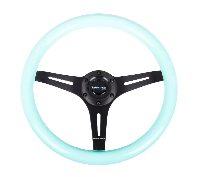 Nrg Steering Wheel - 350Mm Minty Fresh Wood Grain With Classic Black Spokes - St-015Bk-Mf 1