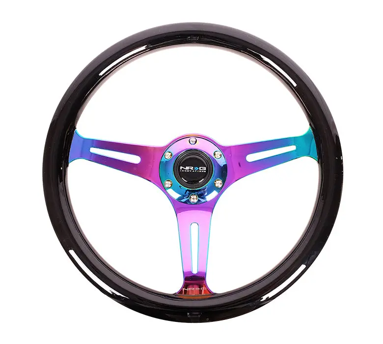 Nrg Steering Wheel - 350Mm Black Wood Grain Wheel - Neo Chrome 3-Spoke - St-015Mc-Bk 1