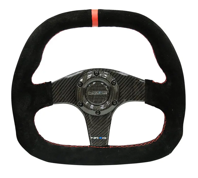 Nrg Steering Wheel - 320Mm Carbon Fiber & Suede With Red Accent - St-019Cf 1