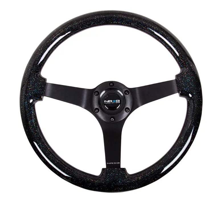 Nrg Steering Wheel - 350Mm Sparkled Wood Grain Steering Wheel With Black Chrome Spokes - St-036Bsb-Bk 1