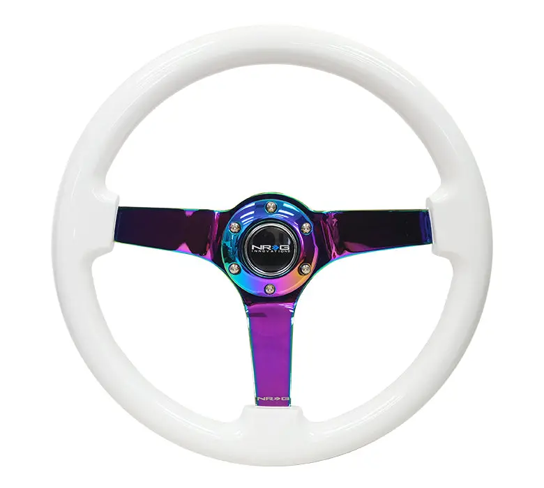 Nrg Steering Wheel - 350Mm White Wood Grain With Dazzling Neo Chrome Spokes - Rst-036Wt-Mc 1