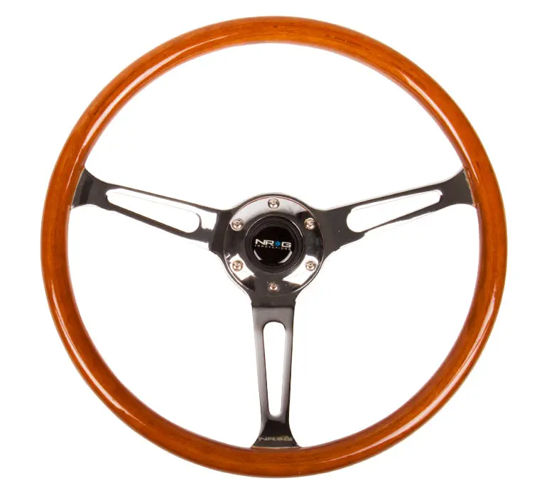 Nrg Steering Wheel - 360Mm Retro Classic Wood With Chrome Spokes - Rst-360Sl 1