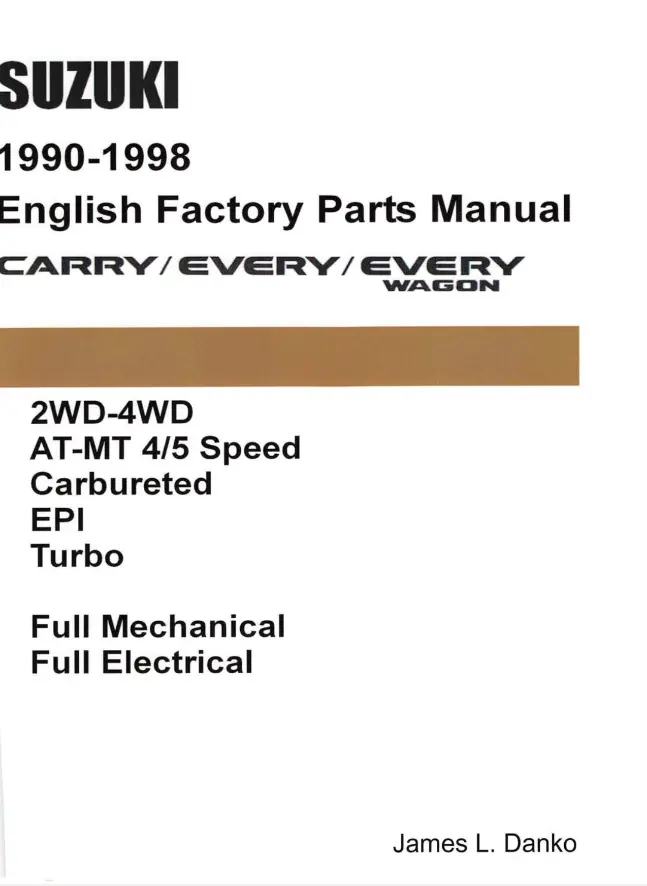 Suzuki Carry, Every, Every Wagon 1990-1998: English Factory Parts Manual 1