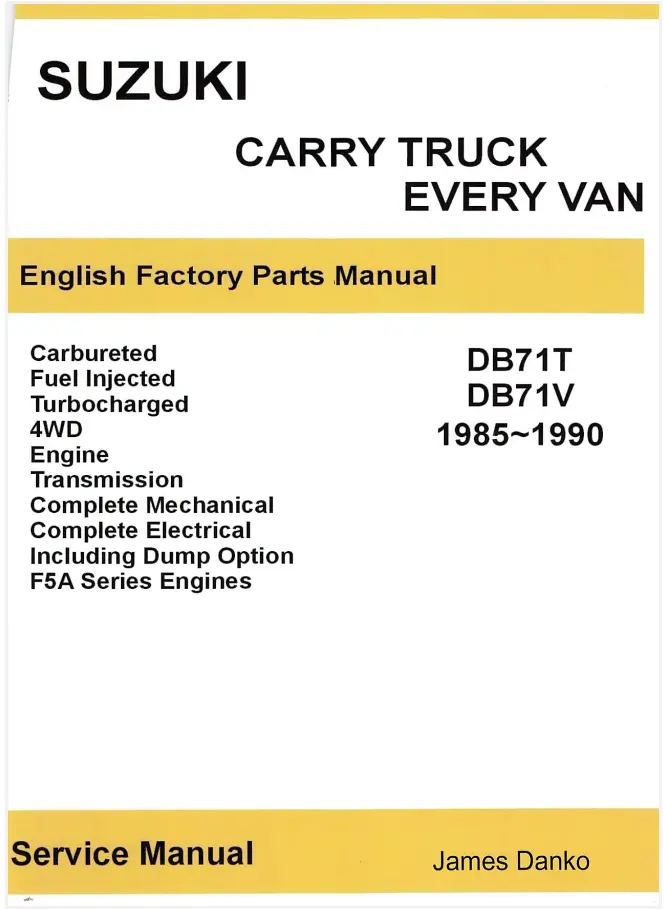 Comprehensive Parts Catalog For 1985-1990 Suzuki Carry & Every (Db71t/Db71v) 1
