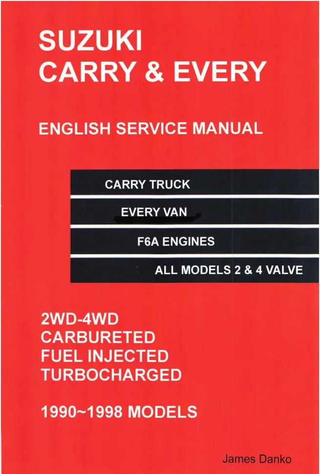 Suzuki Carry & Every 1990-1998 F6a Mechanical Service Manual - Comprehensive Maintenance Guide 1