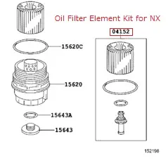 Genuine Lexus Japan 2015-2021 Nx Oil Filter Element Kit 3
