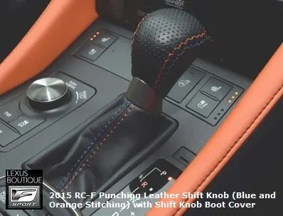 Genuine Lexus Japan 2015-2025 Rc-F Punching Leather Shift Knob (Blue And Orange Stitching) 1