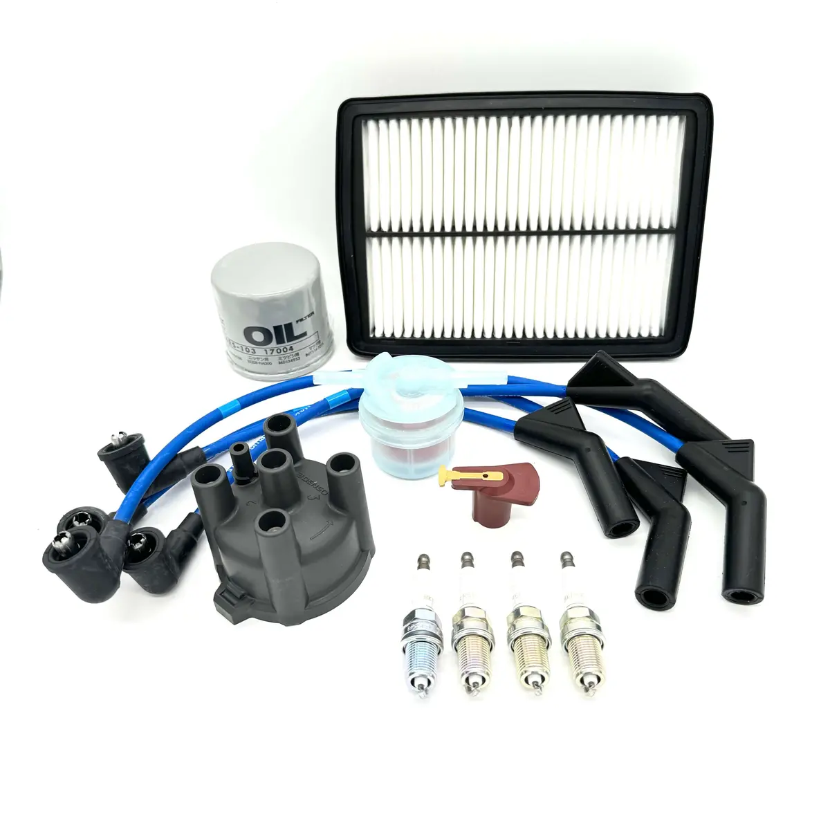 13 Piece Ignition Kit - Distributor Cap, Rotor, Spark Plugs, Wires, Oil Filter, Fuel Filter & Air Filter - Subaru Sambar Truck Ks3, Ks4 Models - 1990-1998 1