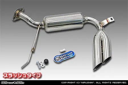 Honda Acty Exhaust - Wirus Win Side Muffler Slash Type  - Stainless  - Honda Acty Truck - Gbd-Ha7 Model  - 1999-2010 1