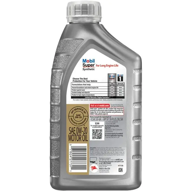 Mobil Super™ Synthetic 0W-20 Mob123085 Qt / Mob123087 Gl 2