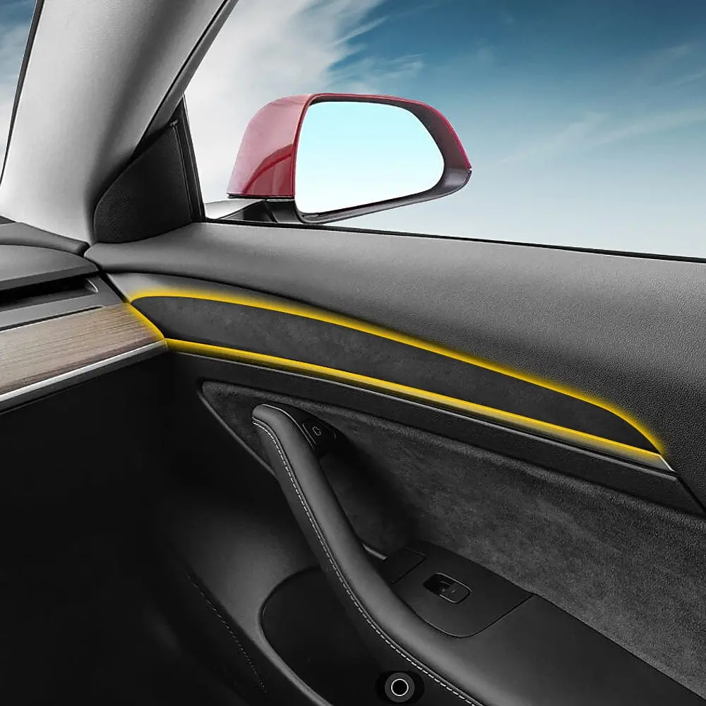 Alcantara Door Trim Cover Interior Decor For Tesla Model 3 & Y 1