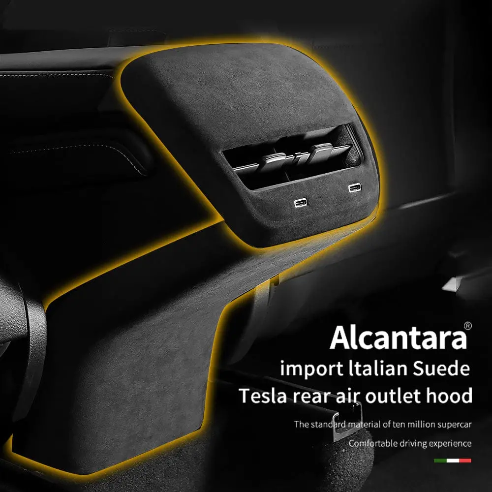 Model 3 & Y Alcantara Rear Air Conditioner Vent Cover Kickproof Frame 1