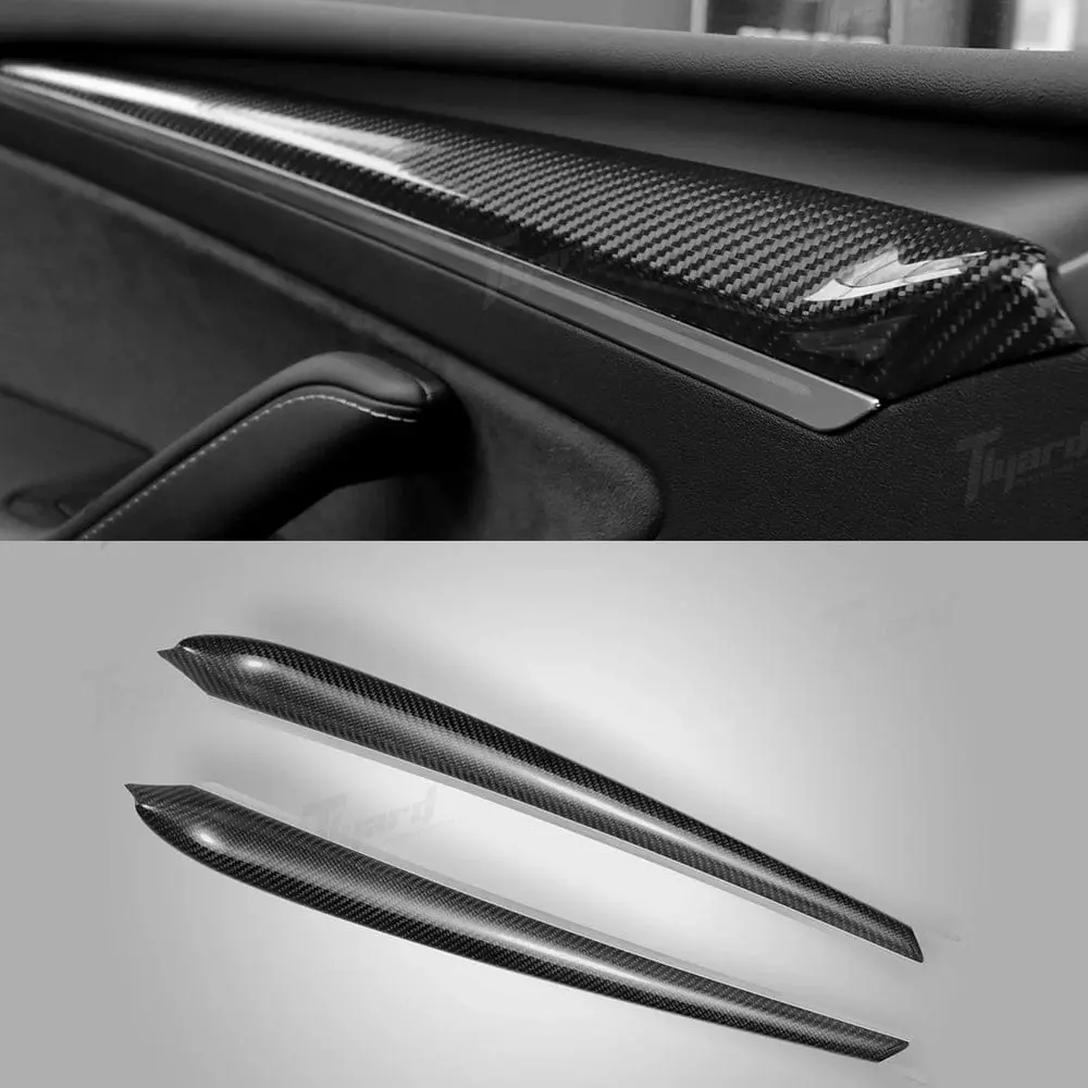 Model 3/Y Real Carbon Fiber Dashboard & Front Door Trim Panel Replacement Kit 1