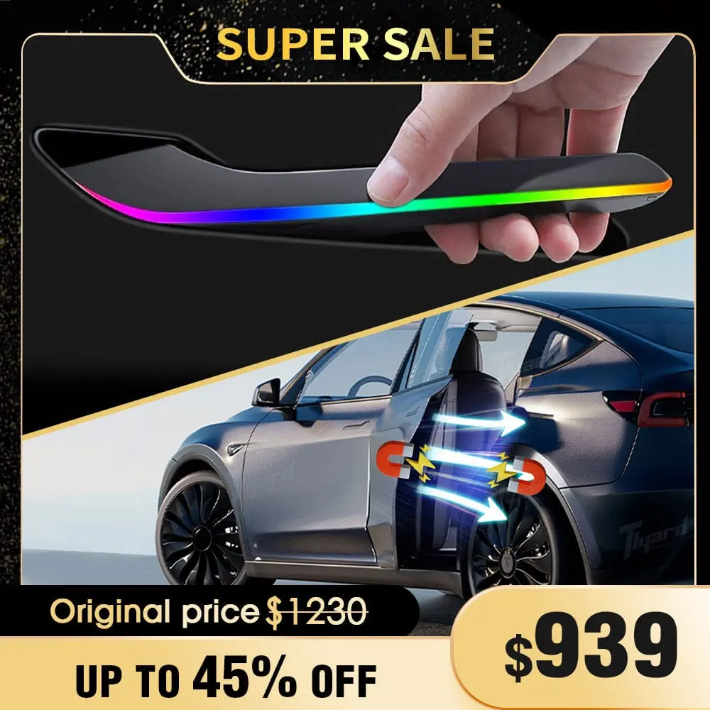 Auto Present Door Handles + Electric Intelligent Suction Soft Close Door For Model 3 & Y Highland 1