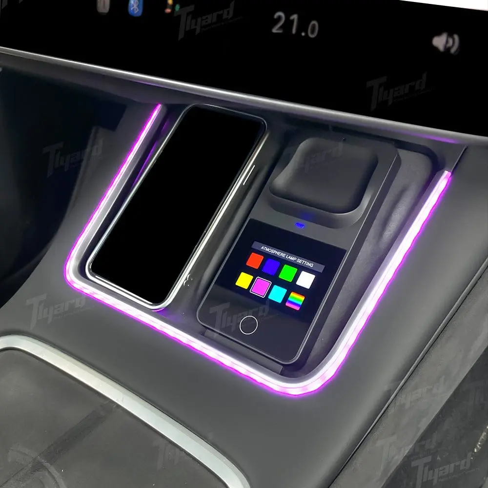 Model 3 & Y Center Console Charger With Ambient Light Atmosphere Led 1