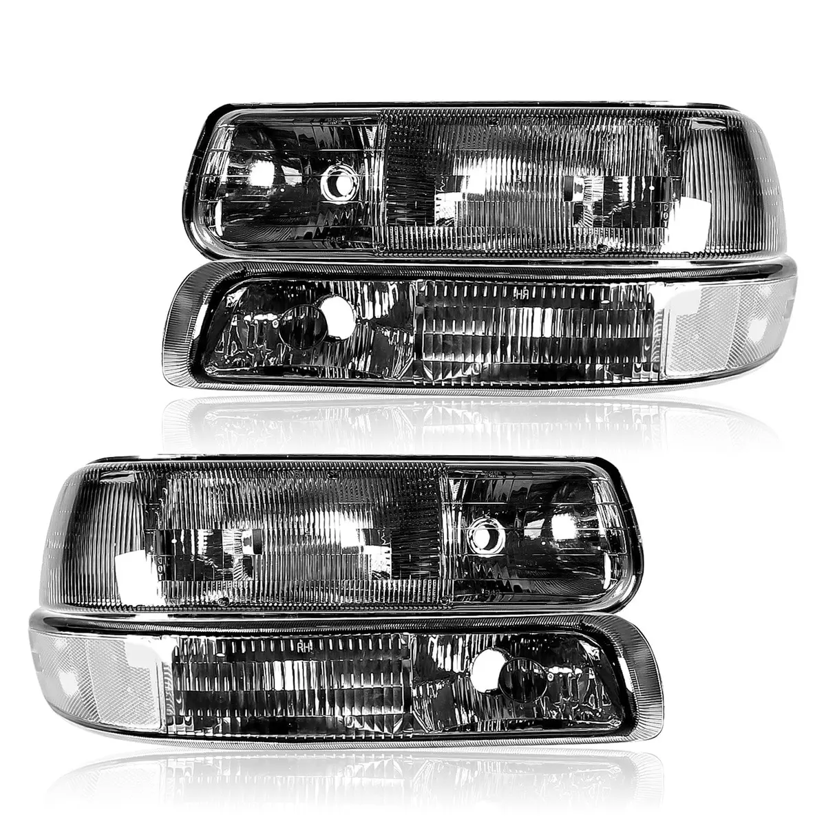 Black Headlights Fit For Chevy Silverado 1999-2002 Tahoe Suburban 1500 2000-2006 1