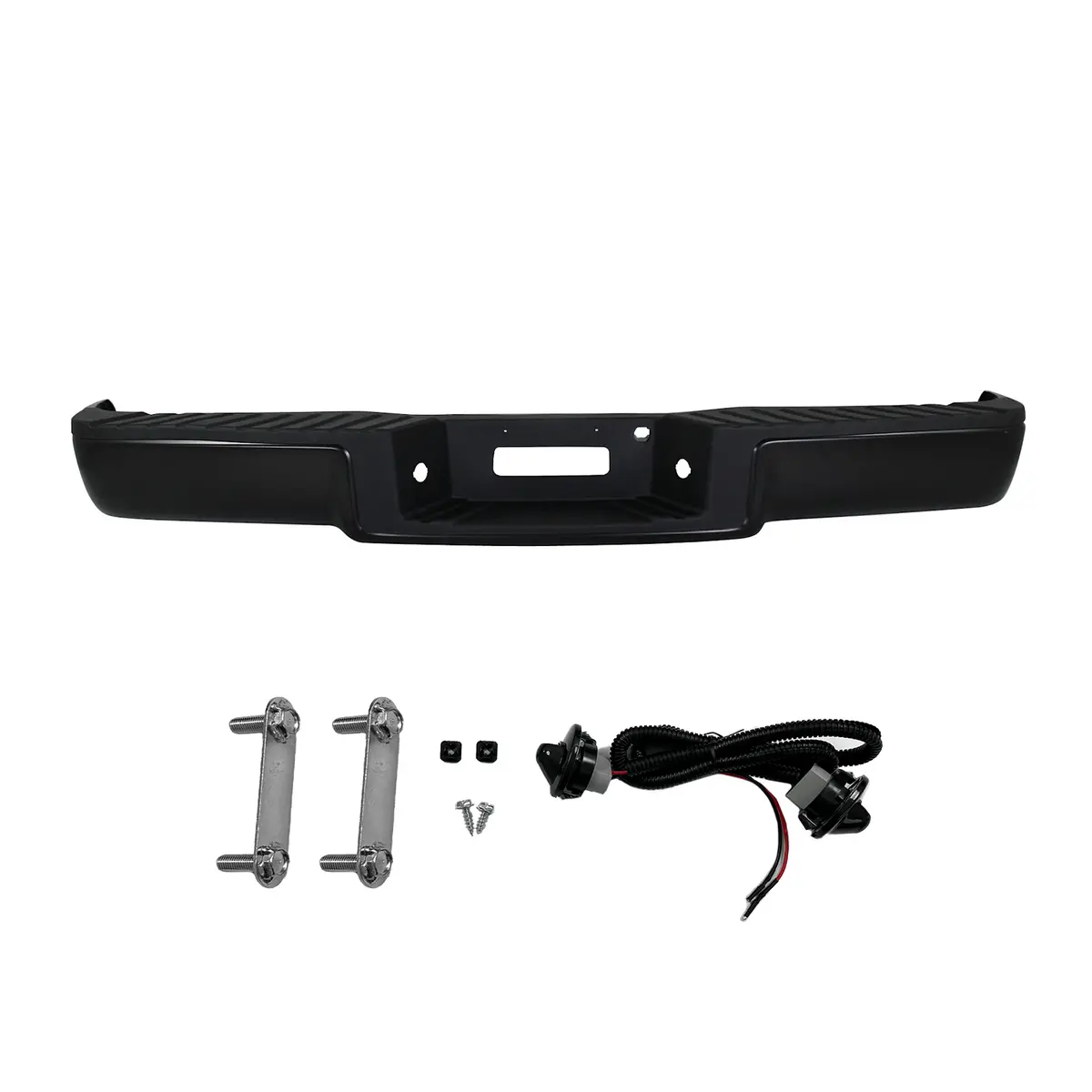 Black Rear Setp Bumper W/ Light Fit For Ford F150 2004-2006 W/O Sensor Hole 1