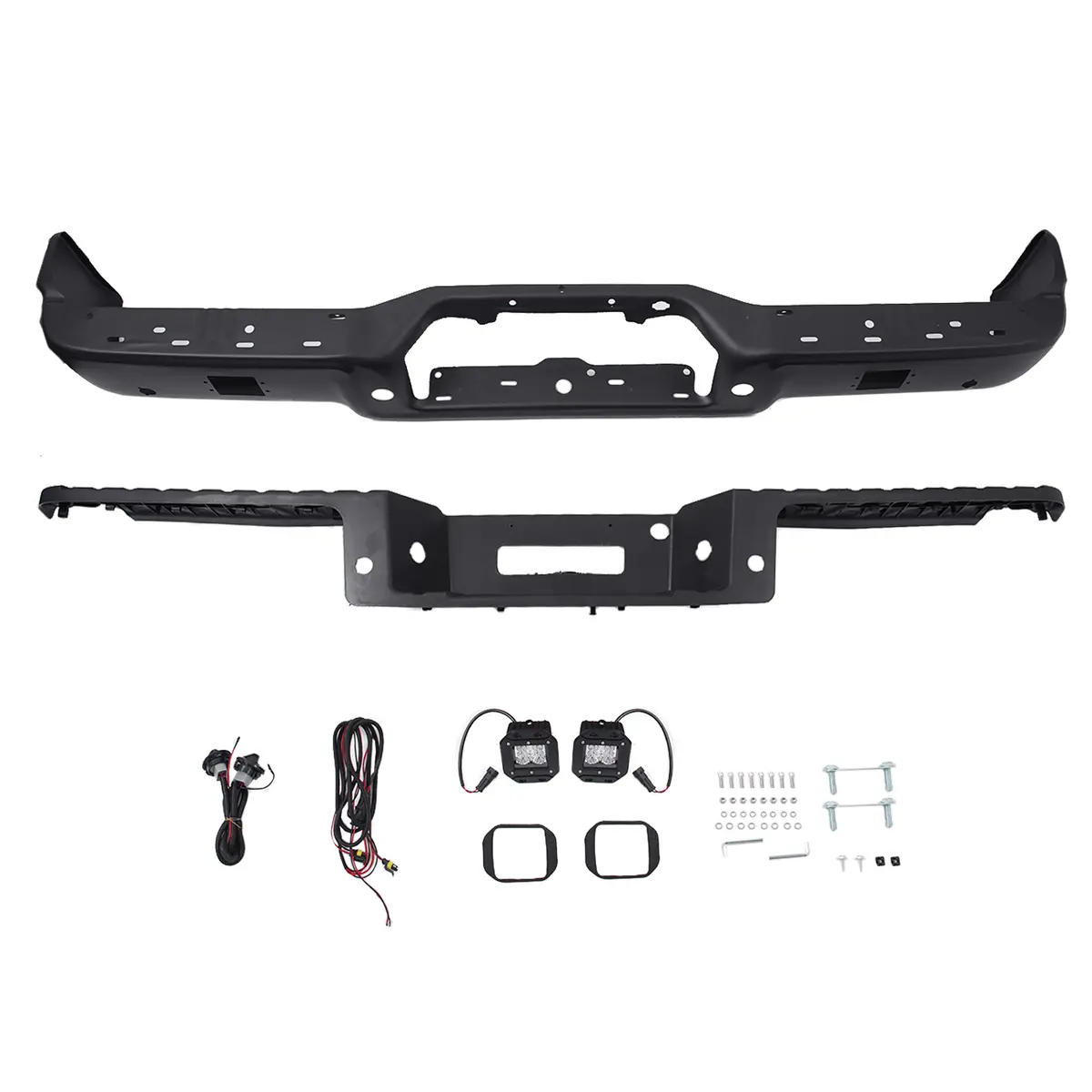 Black Rear Step Bumper Assembly Fit For Ford F-150 2004-2006 W/ Park Assist Hole 1