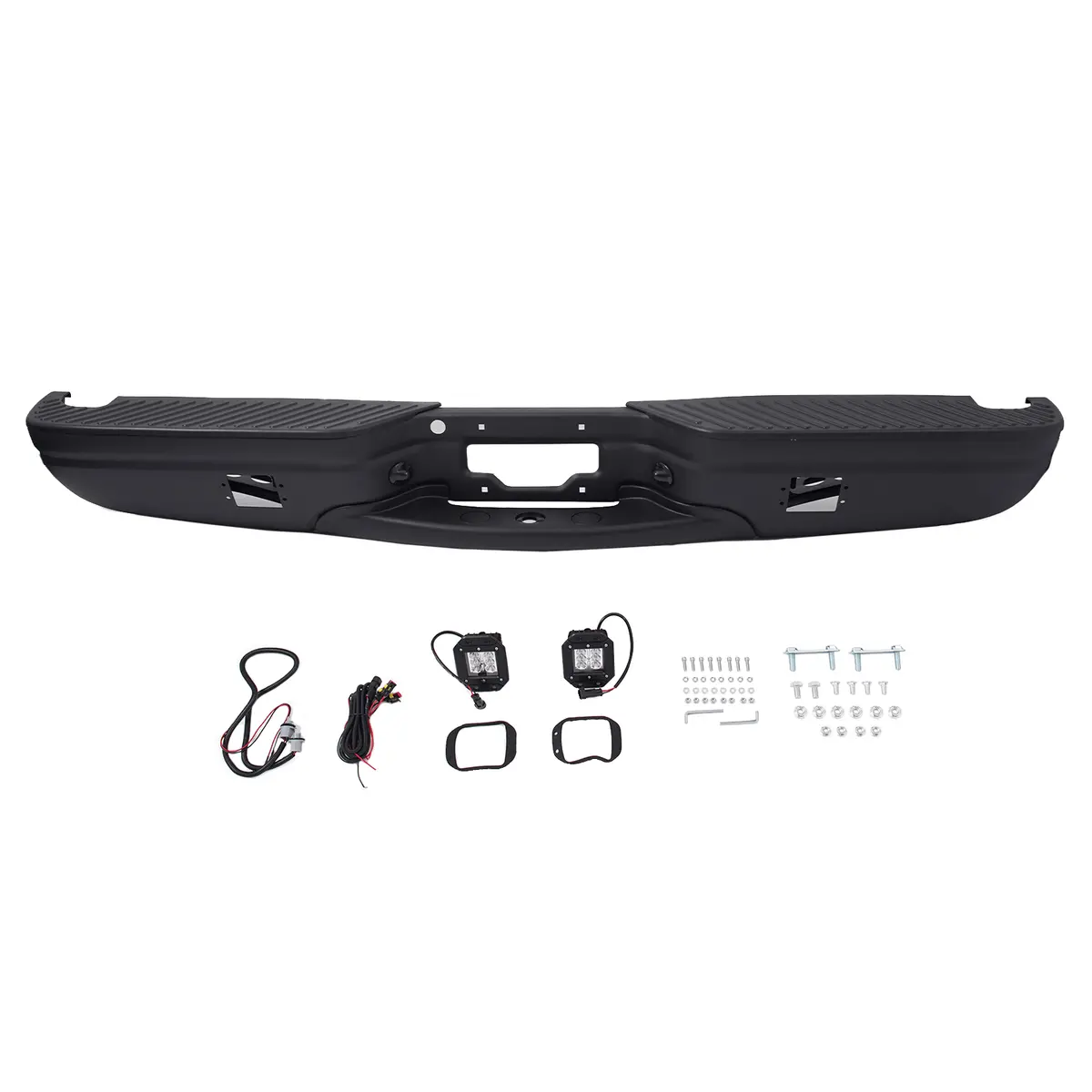 Black Steel Rear Step Bumper W/ Led Fit For Ford F150 1997-2004 F250 1997-1999 1