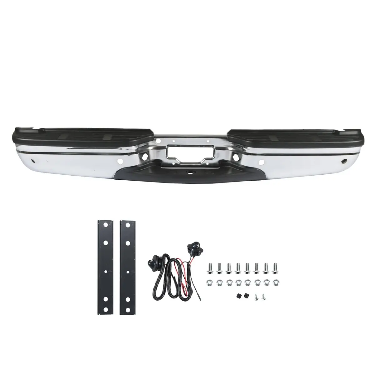 Chrome Rear Step Bumper W/Sensor Holes Fit For Ford F250 F350 Super Duty 99-07 1