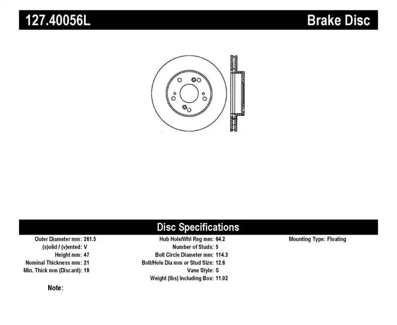 Stoptech Slotted And Drilled Front Left Rotor For 2002–2006 Acura Rsx 1
