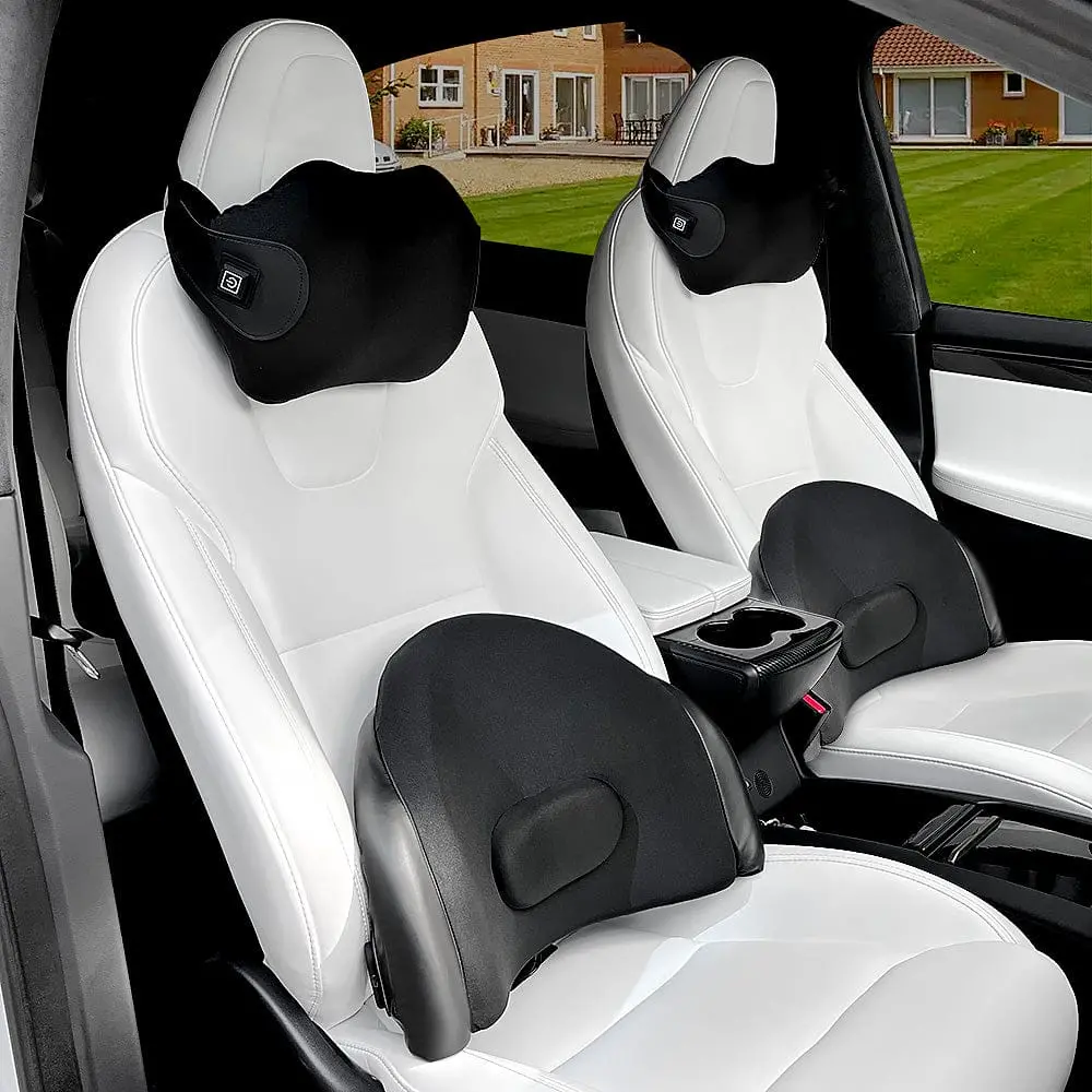 Tesla Electric Massage Headrest Seat Lumbar Support Pillow 1