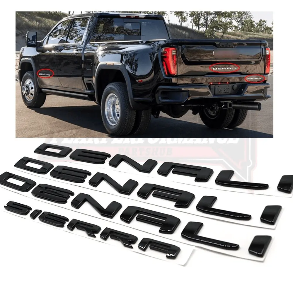 Denali Gloss Black Emblem Letters 4Pcs Sierra Truck Upgrade 1