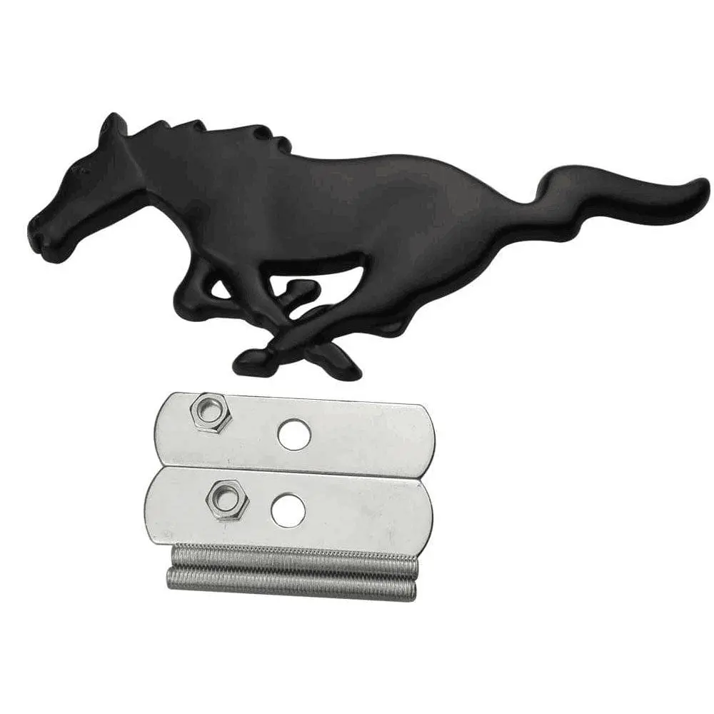 1X 3D Running Horse Emblem Metal Black Front Grille Badge For Ford Mustang 1