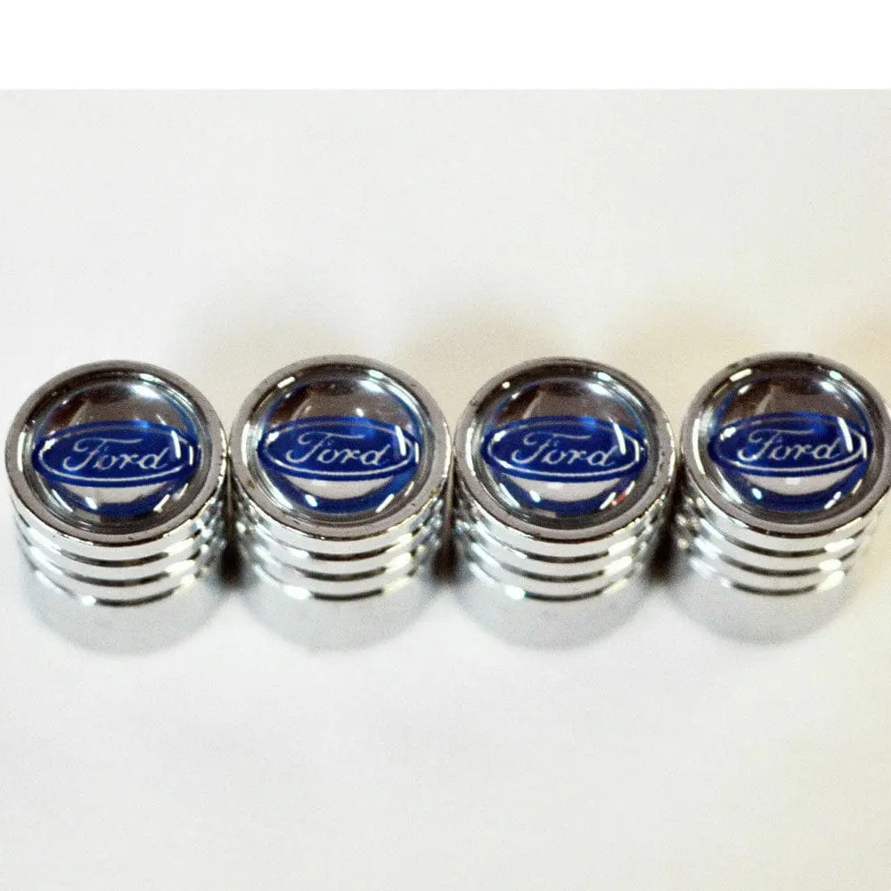 Chrome Car Wheel Tire Air Dust Valve Caps Stem Cover With Ford Emblem 1