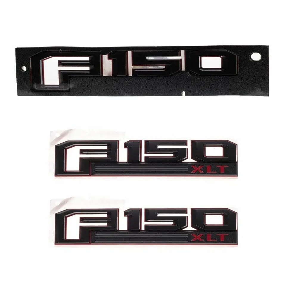 Ford F-150 Xlt Emblem Kit - Oem Fender & Tailgate Badges (3 Piece, Red/Black) 1