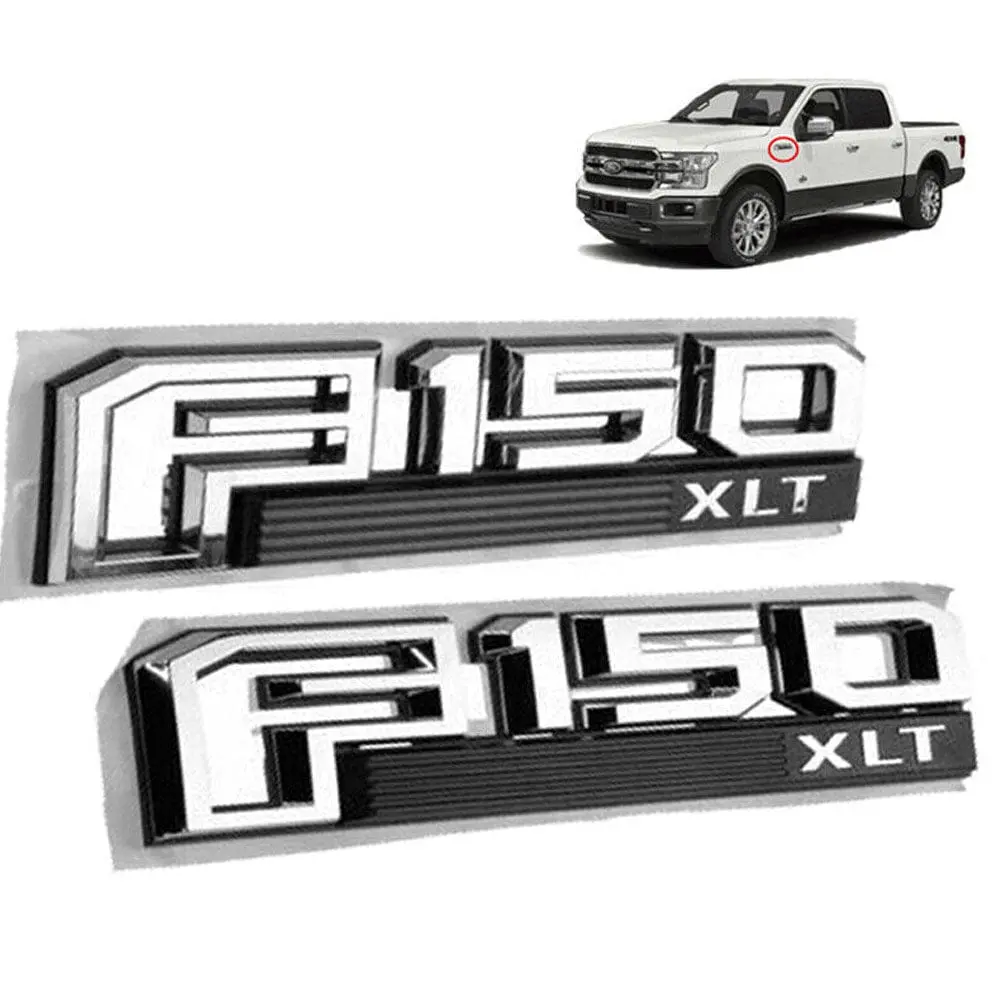 Ford F-150 Xlt Fender Emblem Chrome& Black ‎Fl3z-16720-D 1