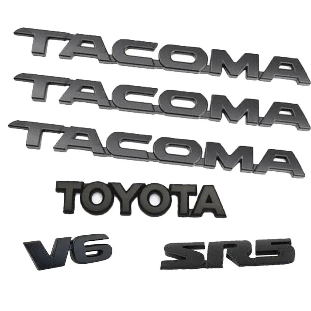 Matte Black 6 Pcs V6 Sr5 Tacoma Emblems For Toyota 2005-2016 2012 2013 2014 2015 1