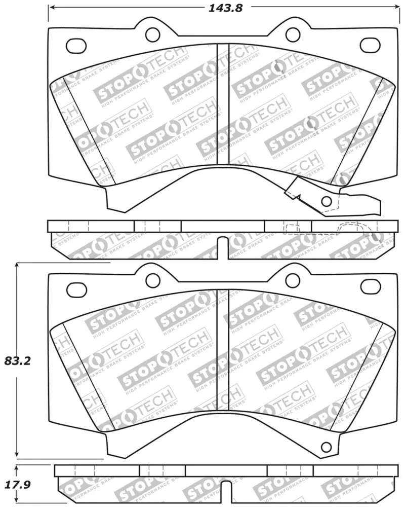 Stoptech High-Performance Front Brake Pads For 2013–2018 Toyota Land Cruiser 1