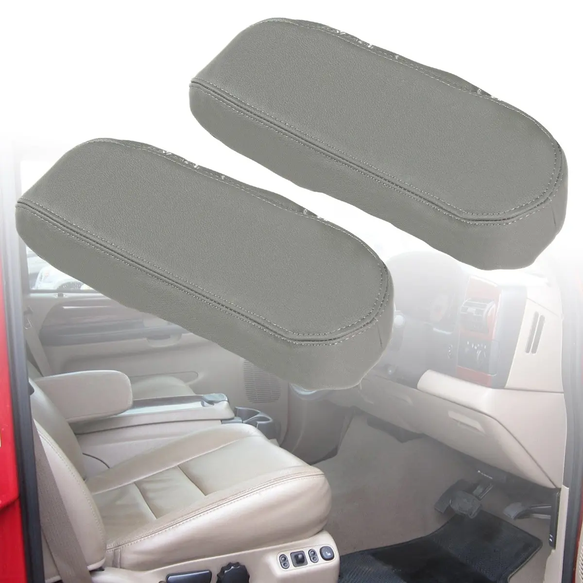 Fit For Ford F250 F350 2003-2007 Lariat Driver Armrest Cover Leather Synthetic 1