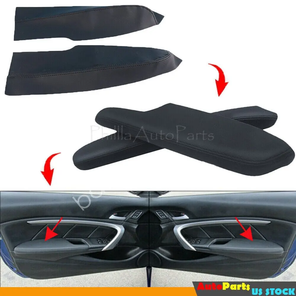 Fit For Honda Civic 06-11 Replacement Vinyl Door Panels Armrest Cover Black 2Pcs 1