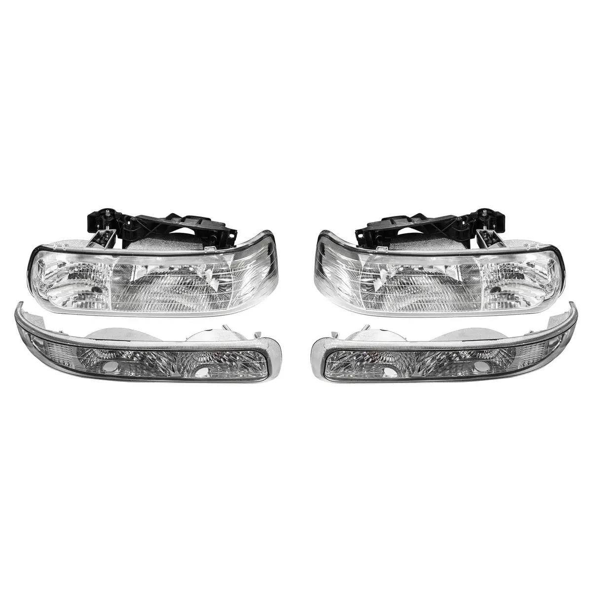 Fit For Silverado 99-02 Suburban Tahoe 00-06 Chrome Headlights Bumper Lights 1
