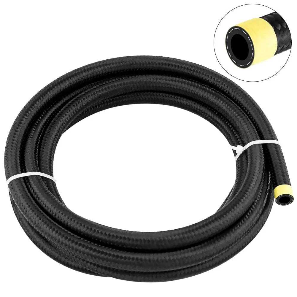 6An Fuel Line, An6 Braided Fuel Hose Nylon Cpe 20Ft Black 1