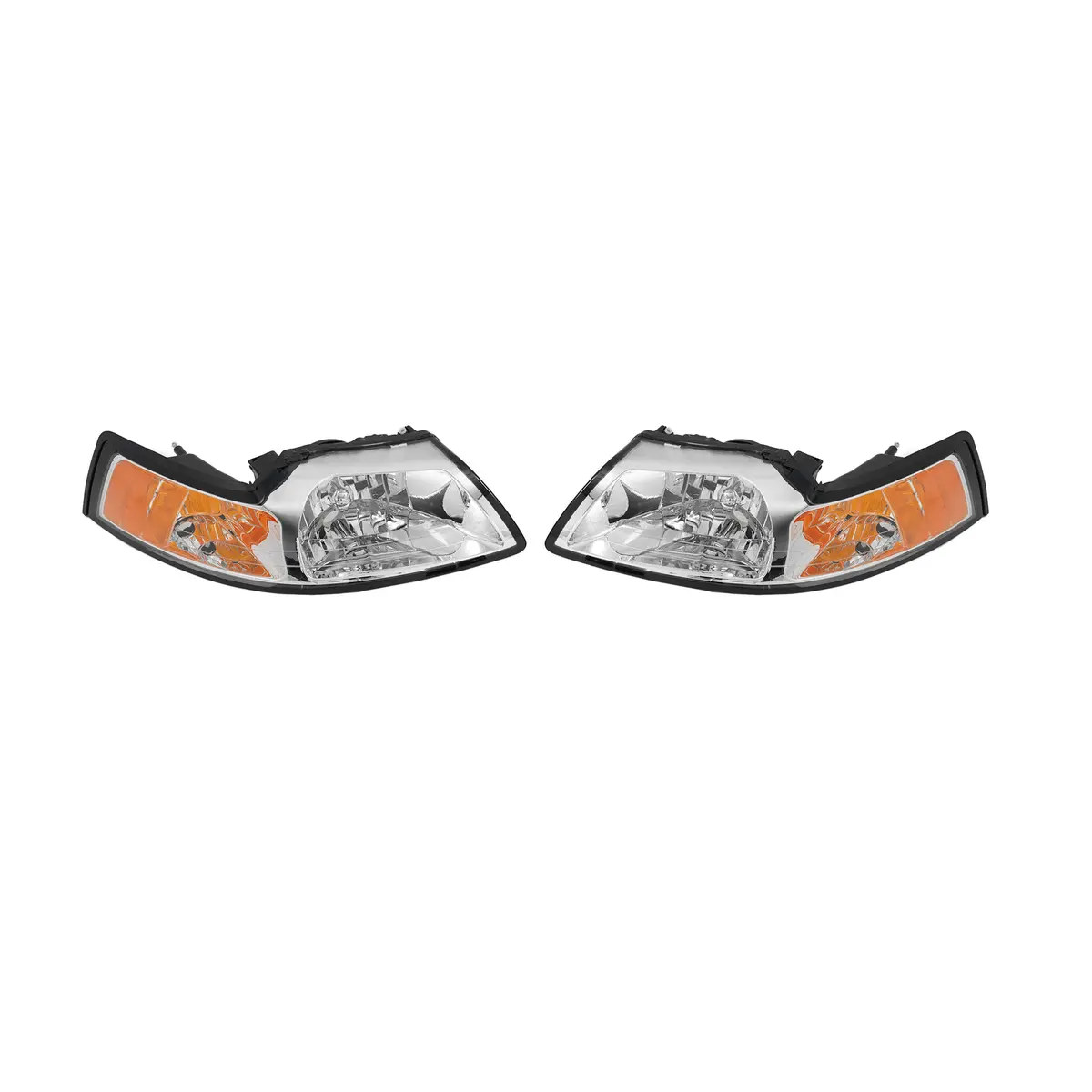 Headlight Assembly Fit For Ford Mustang 1999-04 Amber Corner Chrome Housing Lamp 1