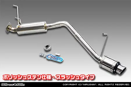 Daihatsu Hijet Exhaust - Wirus Win D-Prime Muffler Slash Type - Polished Stainless - Daihatsu Hijet Truck - S100p, S110p, S100c, S110c, S100ct, S110ct Models - 1994-1998 1