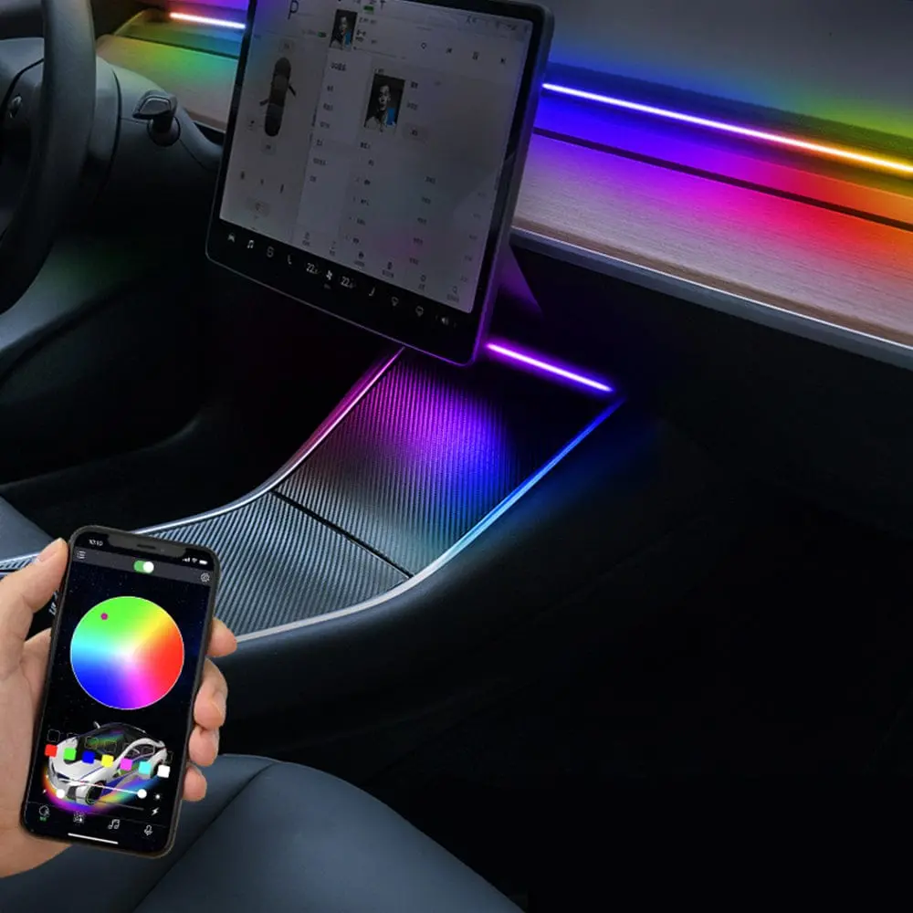 Center Console + Dashboard Ambient Light For 2021-2023 Tesla Model 3/Y Interior Light | Tlyard 1